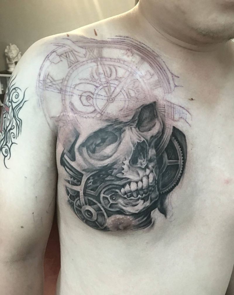 欧美骷髅未完成纹身图片