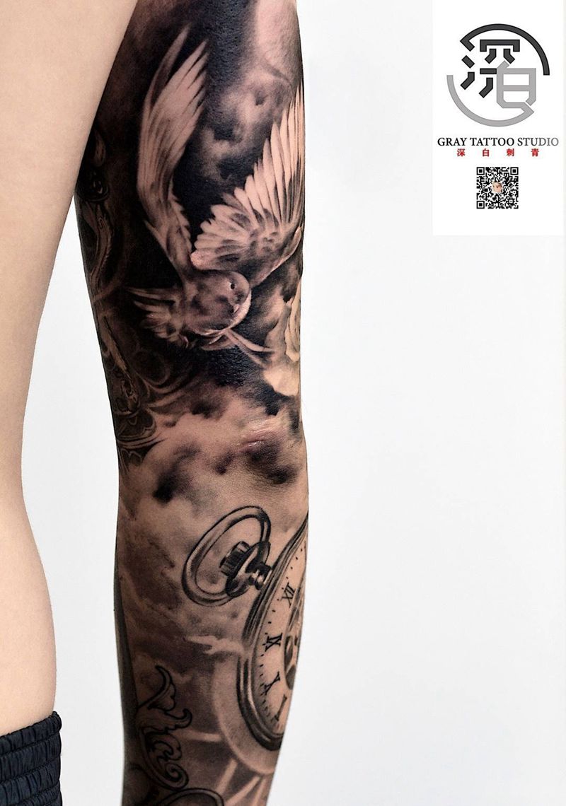 鸽子纹身图片_手臂欧美写实鸽子纹身图案