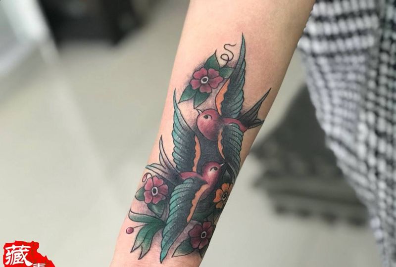 遮盖，燕子纹身图片