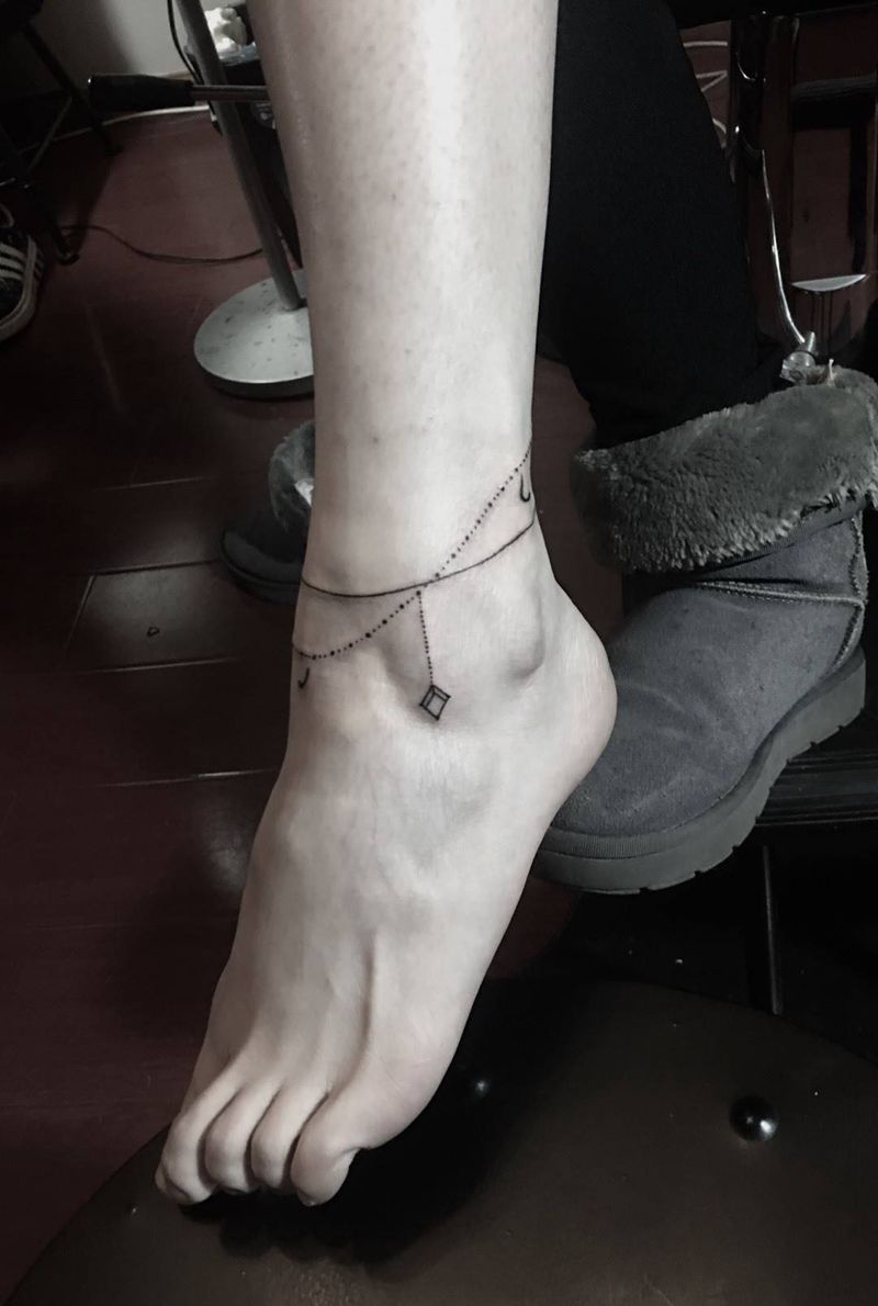 脚链纹身图片