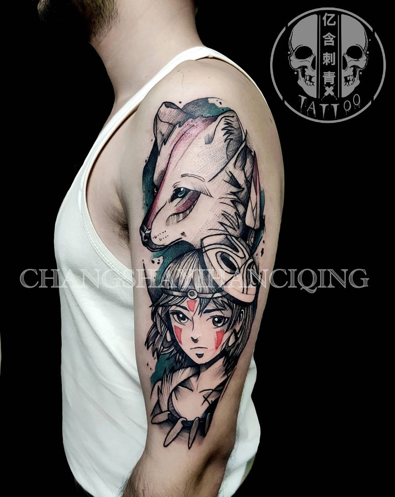 幽灵公主纹身图片_手臂纹身图案