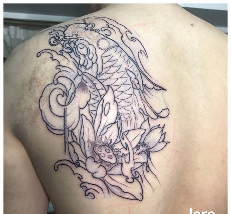 线条完成纹身图片