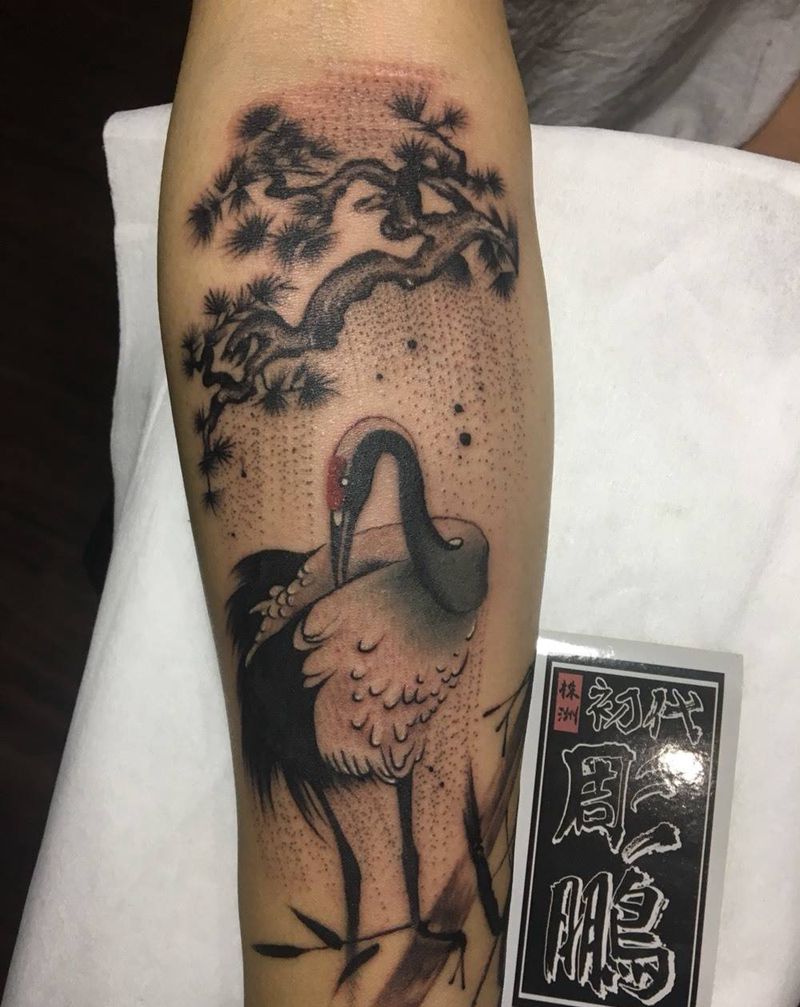 鹤纹身图片
