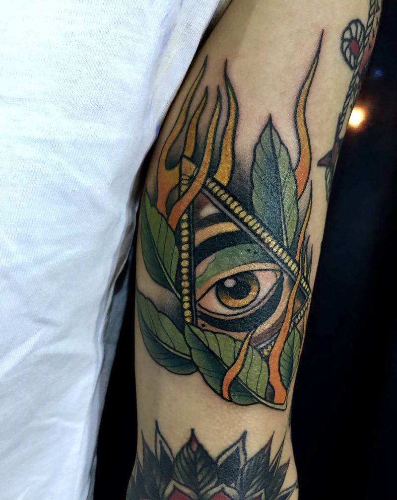 花臂拼接纹身图片_手臂New School纹身图案