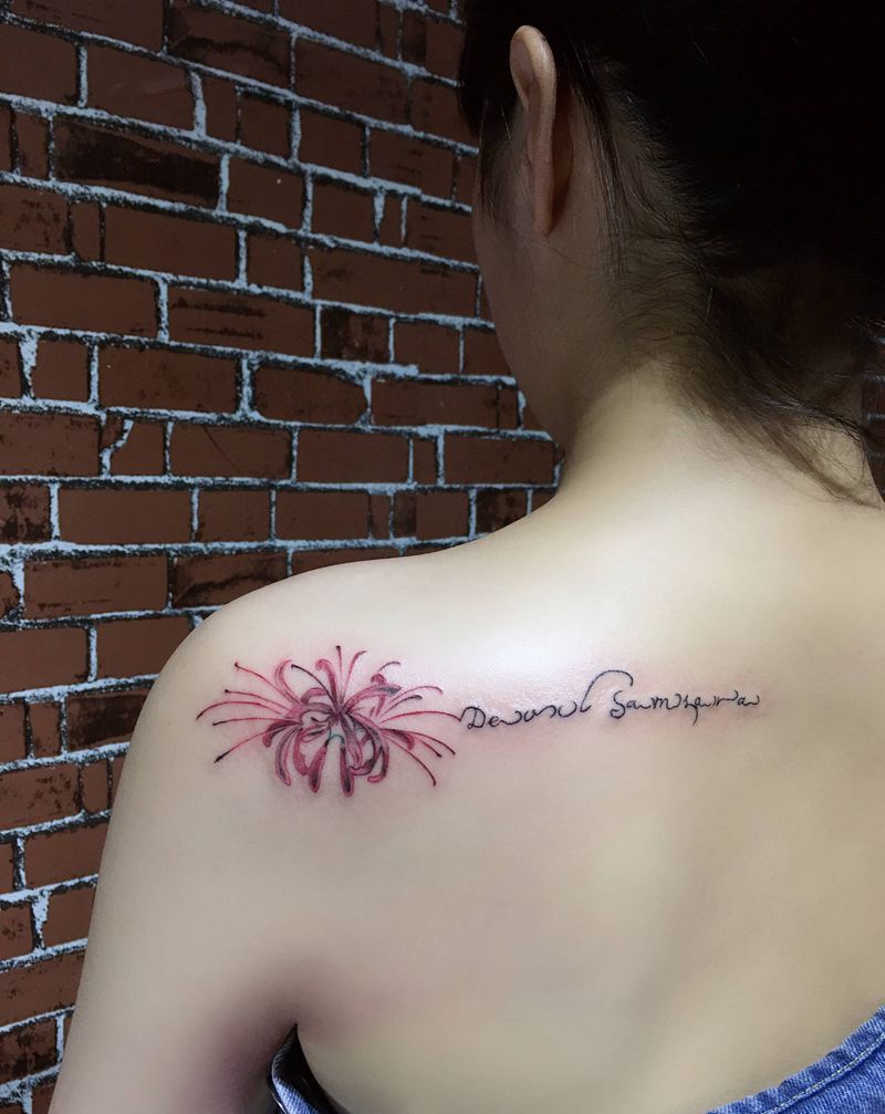 彼岸花纹身图片_肩部纹身图案