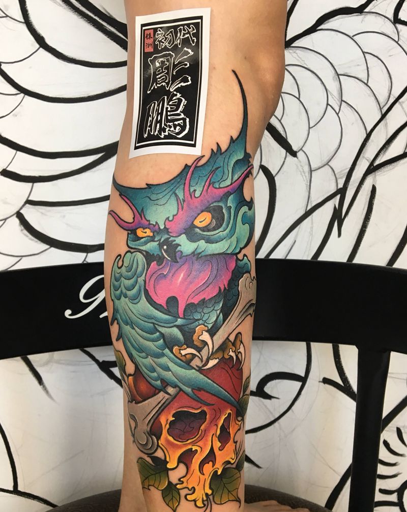 mmm纹身图片_腿部New School纹身图案