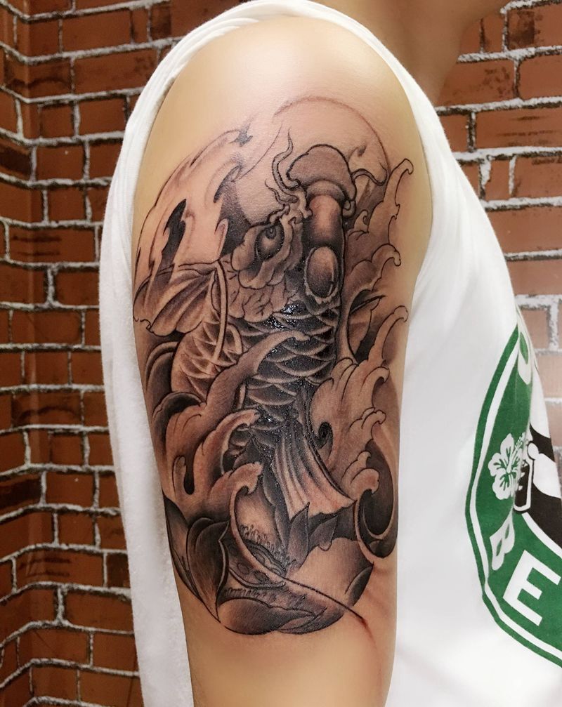 鲤鱼，未完，下次再做纹身图片_手臂纹身图案