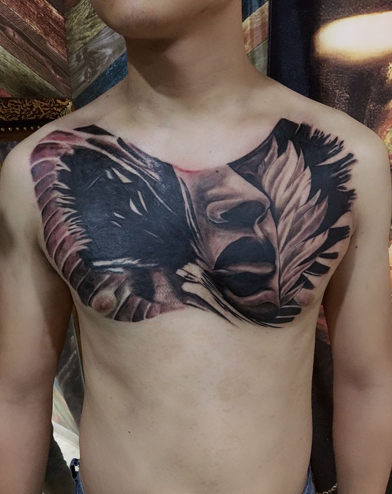 遮盖旧纹身纹身图片_胸部纹身图案