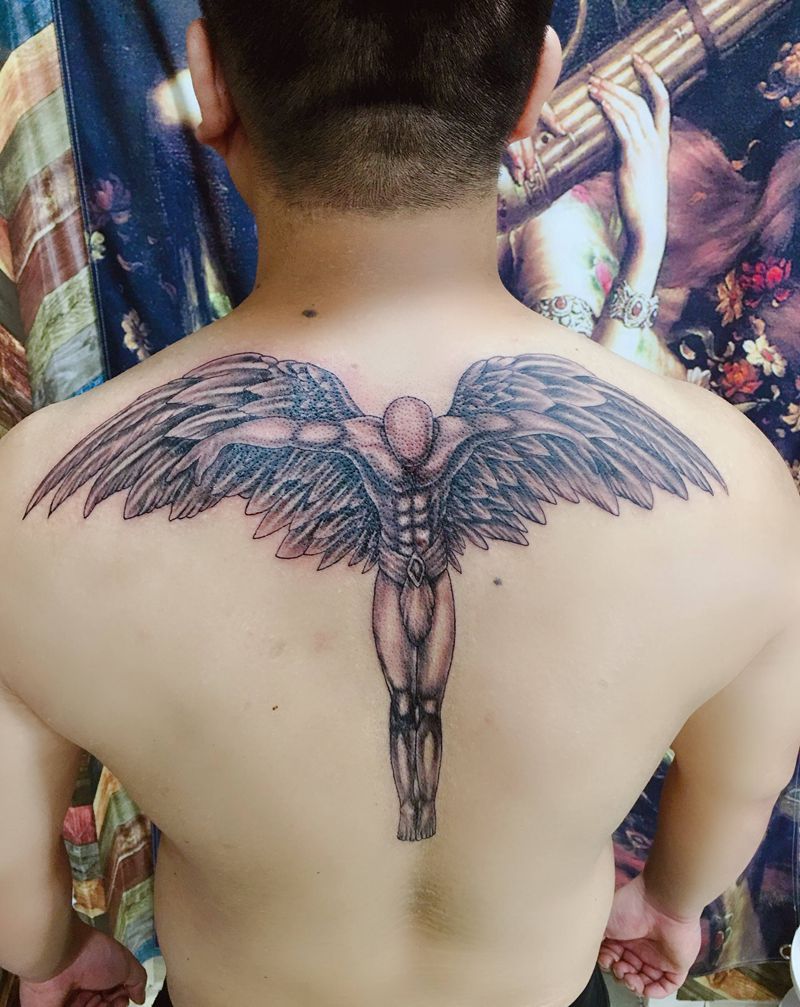 天使的翅膀纹身图片_肩部纹身图案