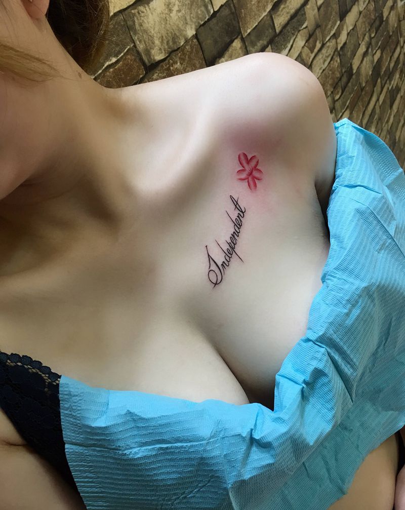 小清新纹身图片_胸部纹身图案