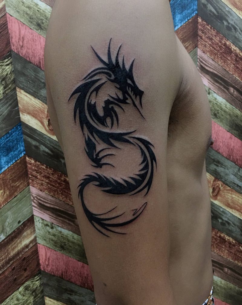 龙图腾纹身图片_手臂纹身图案
