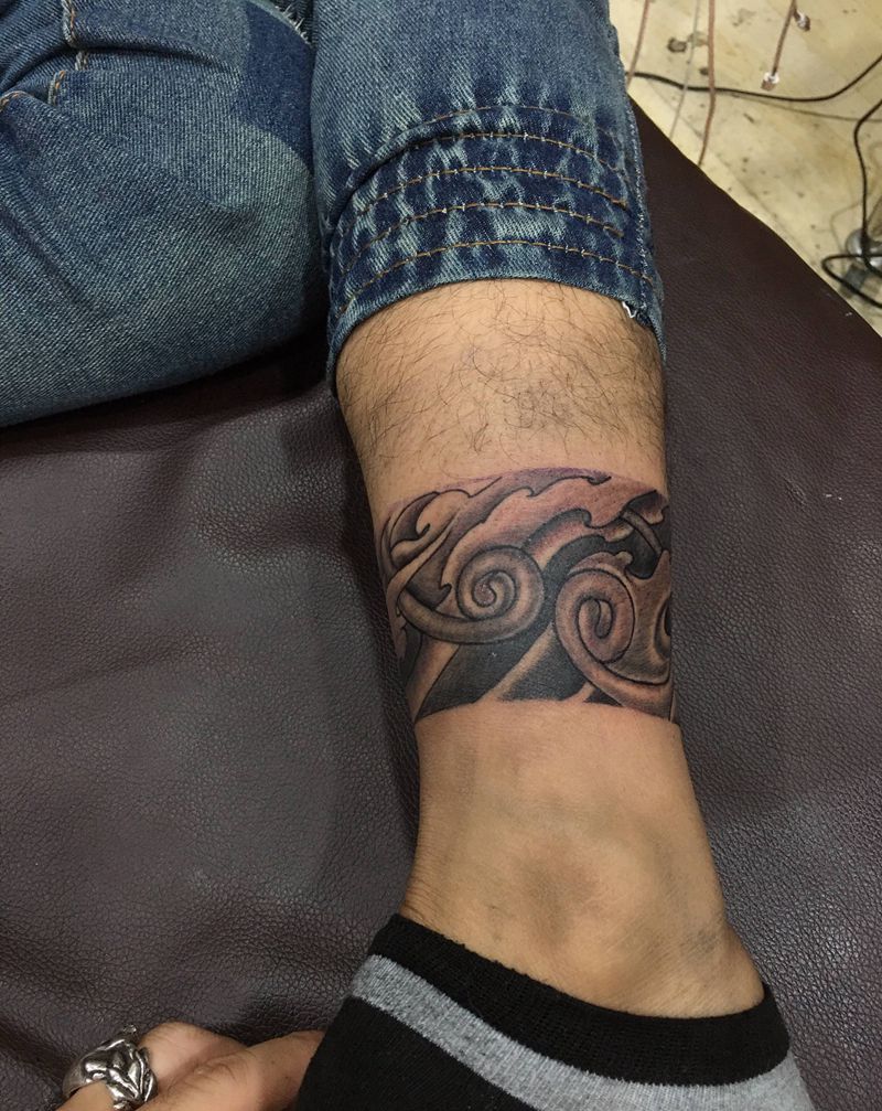 脚环纹身图片_腿部脚部纹身图案