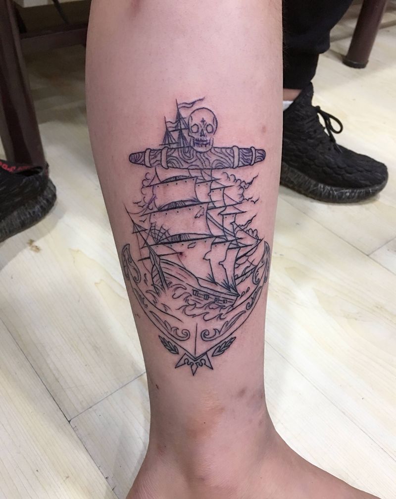 线条，待上色纹身图片_脚部纹身图案