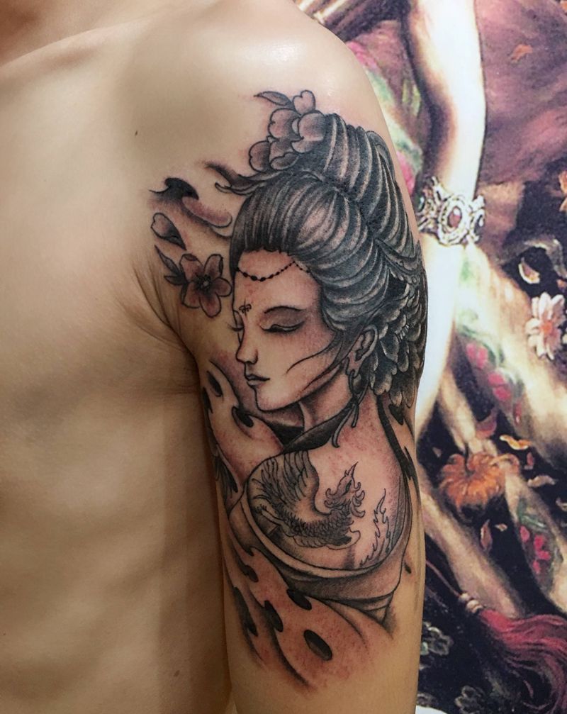 艺妓遮盖蝎子纹身图片_手臂纹身图案