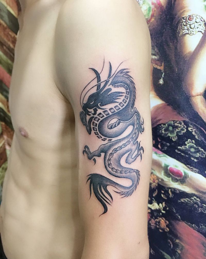 龙图腾纹身图片_手臂纹身图案