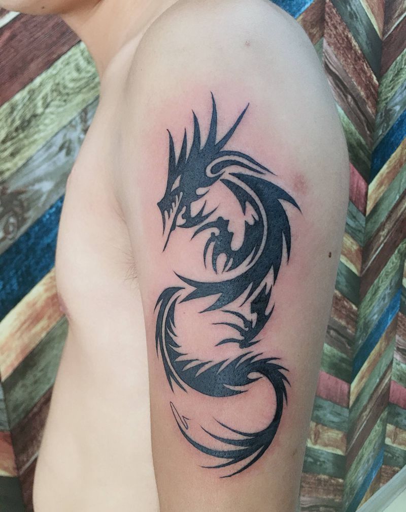 龙图腾纹身图片_手臂纹身图案