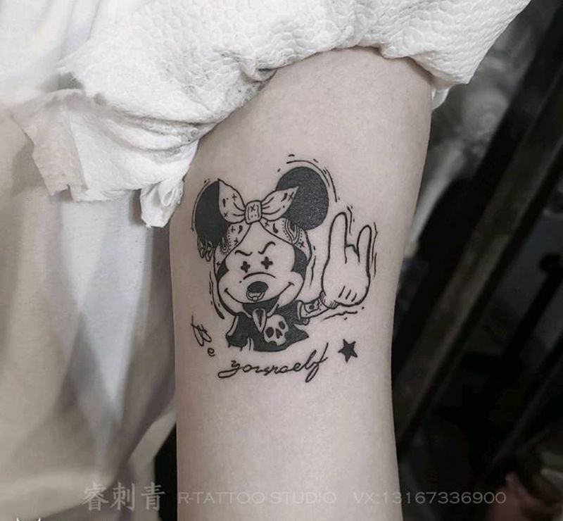 暗黑米奇纹身图片_Old School纹身图案