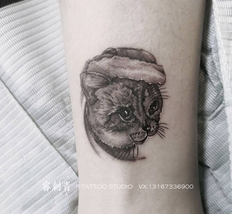 猫纹身图片_欧美写实纹身图案