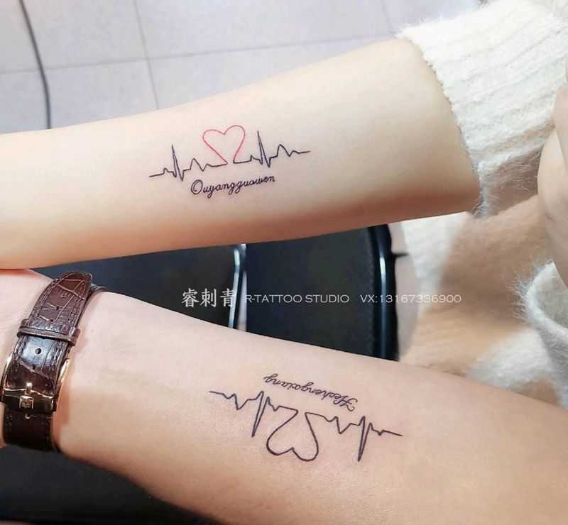 心电图纹身图片
