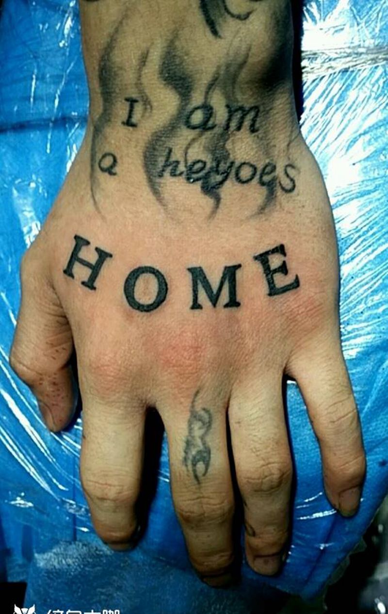 手背英文纹身图片