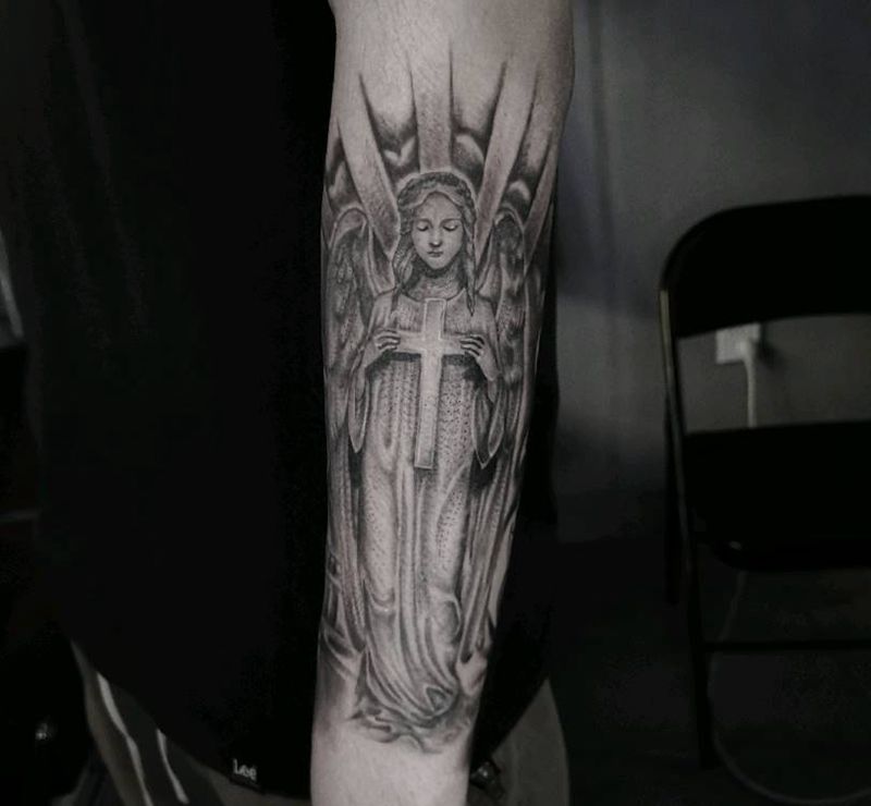 圣母像纹身图片_欧美写实纹身图案