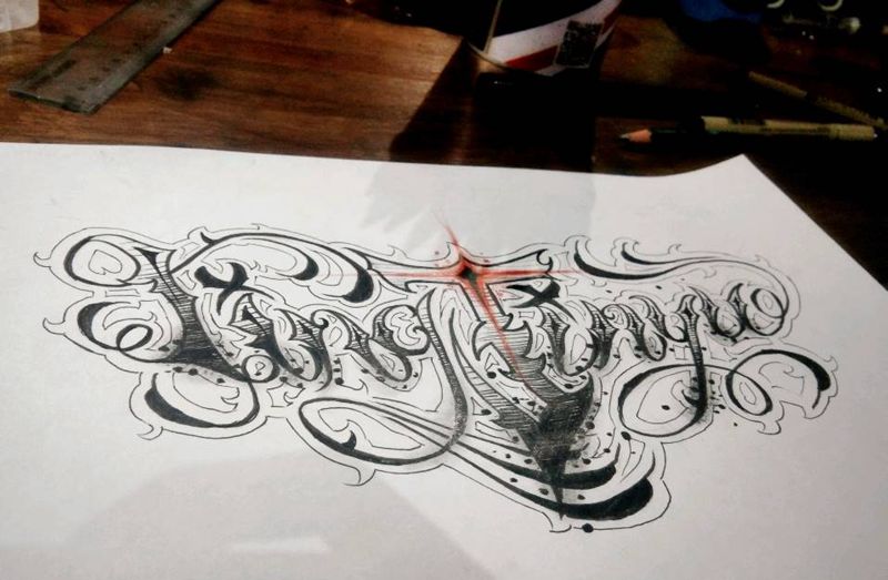 花体字纹身图片_花体字纹身图案