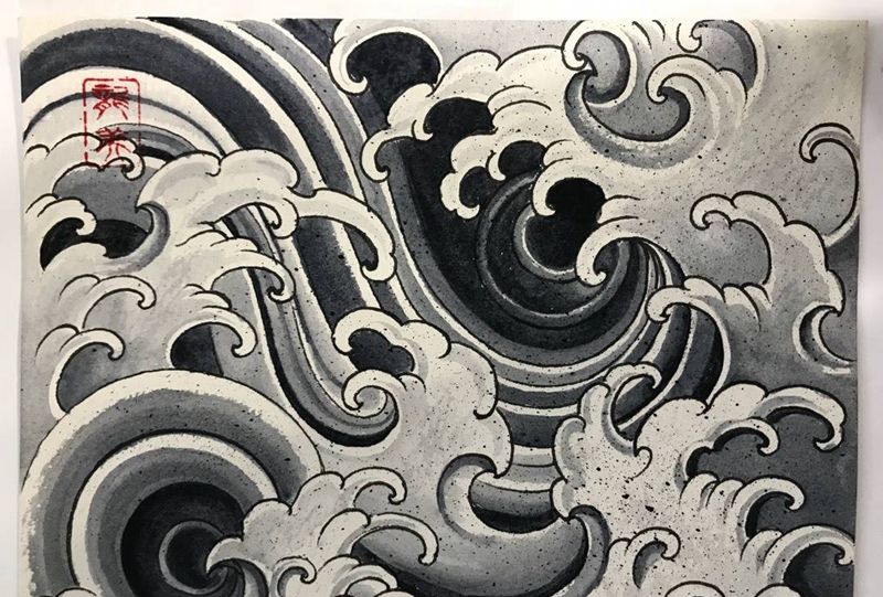 今日绘画作品浪纹身图片