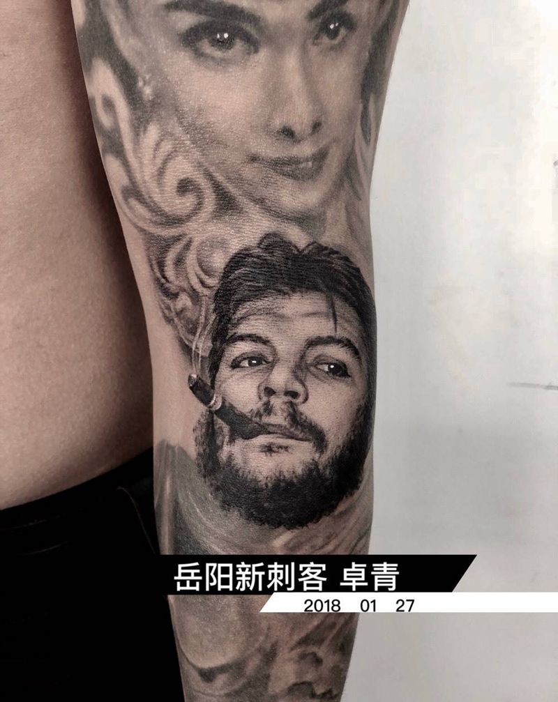 卓青作品纹身图片_成品手臂写实肖像欧美人物原创纹身图案