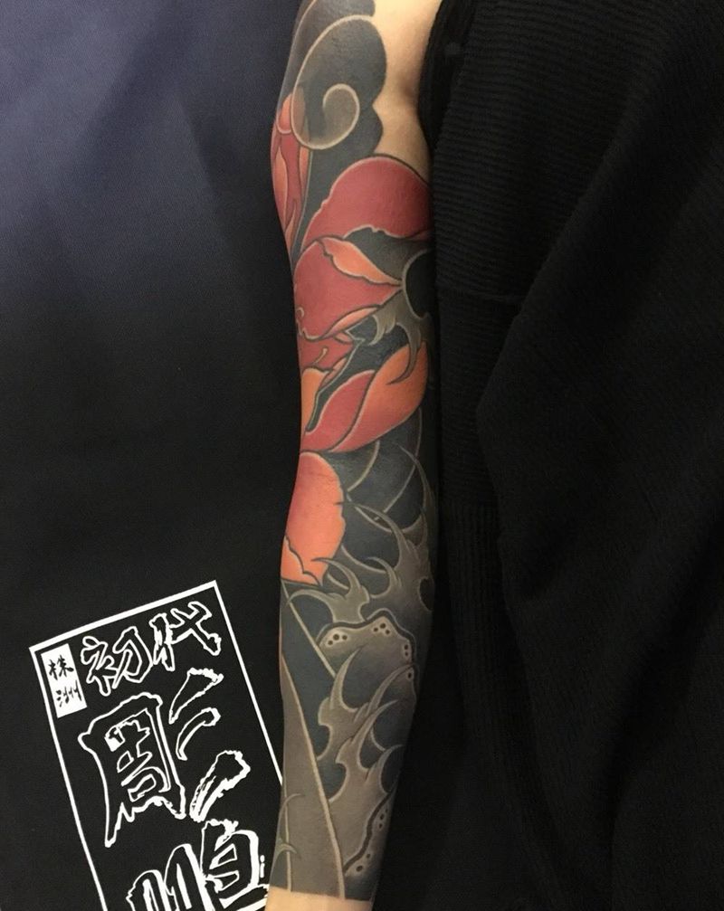 老传统莲花纹身图片