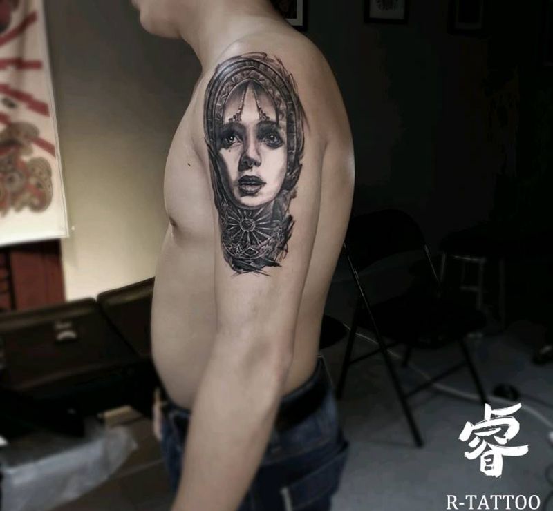 欧美肖像纹身图片