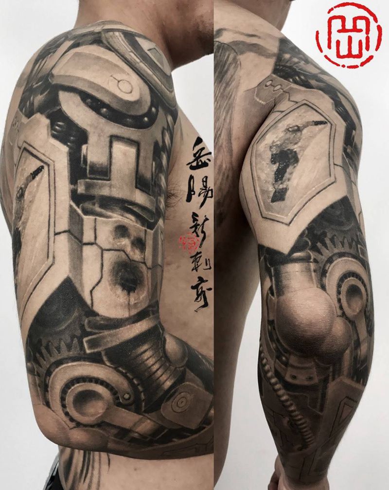 未来战士5纹身图片_成品手臂写实原创纹身图案