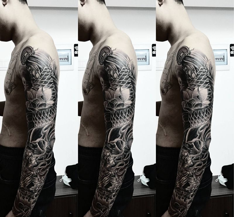 花臂纹身图片_手臂新传统纹身图案