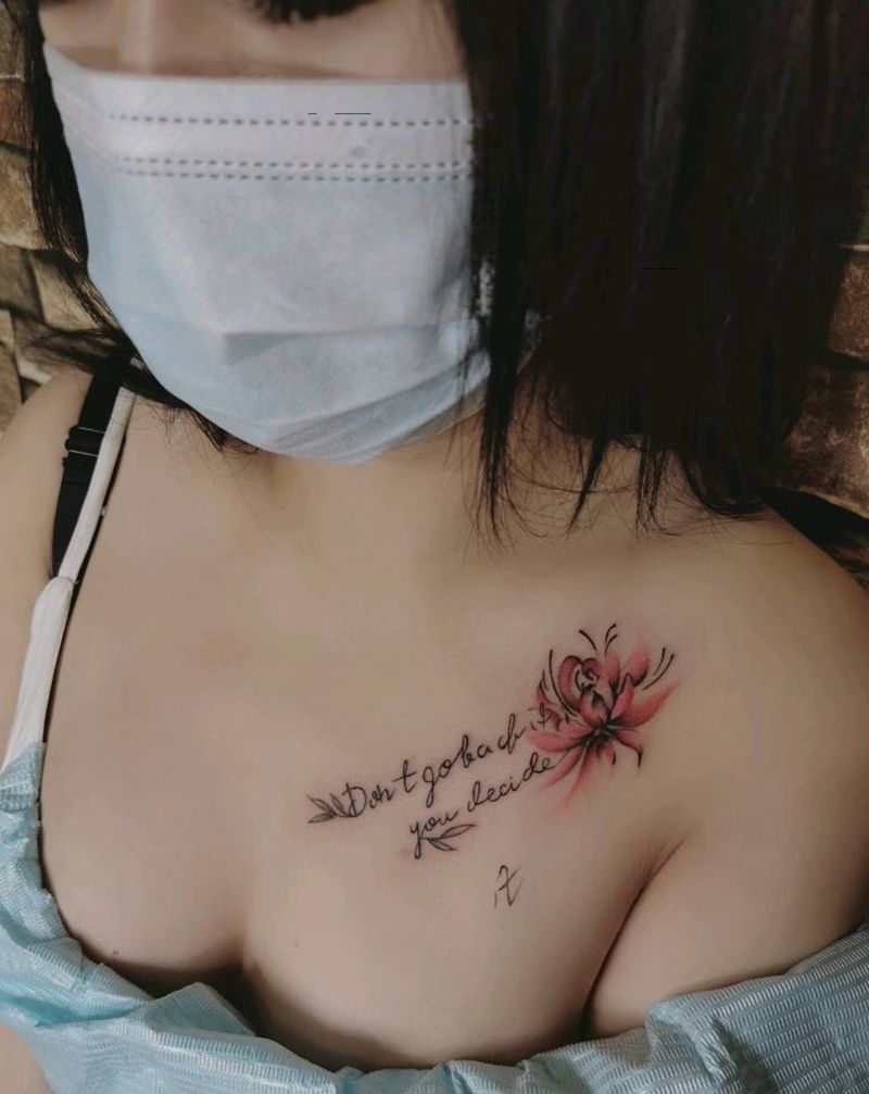彼岸花纹身图片_胸部纹身图案