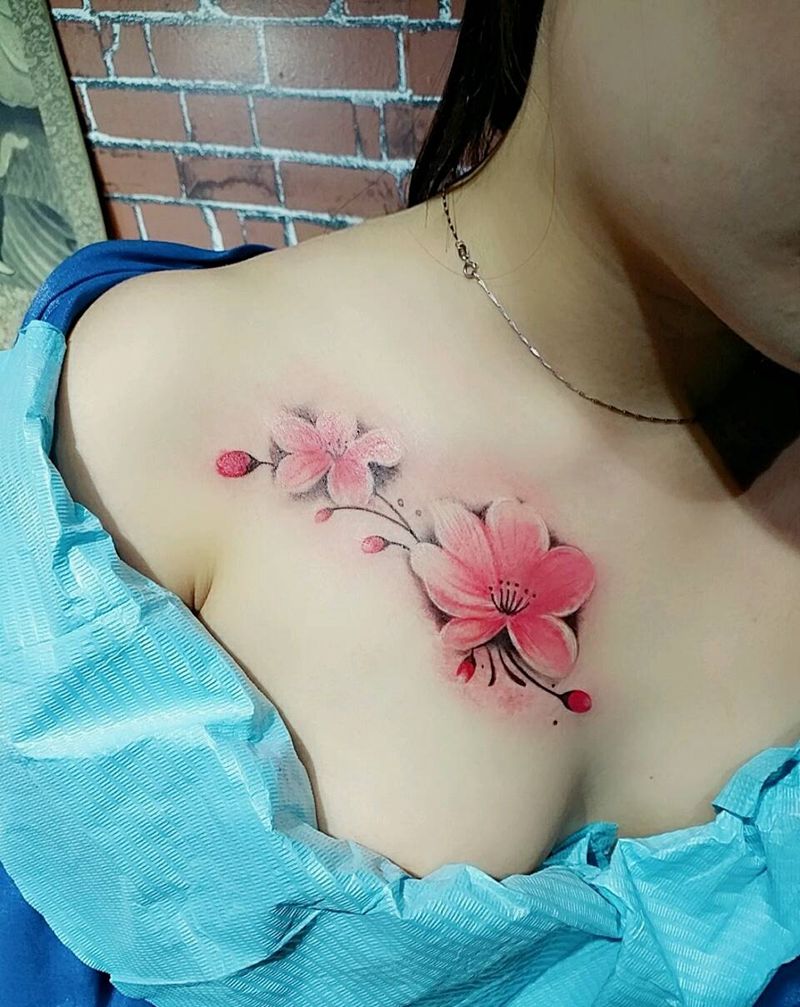 胎记遮盖纹身图片_胸部纹身图案