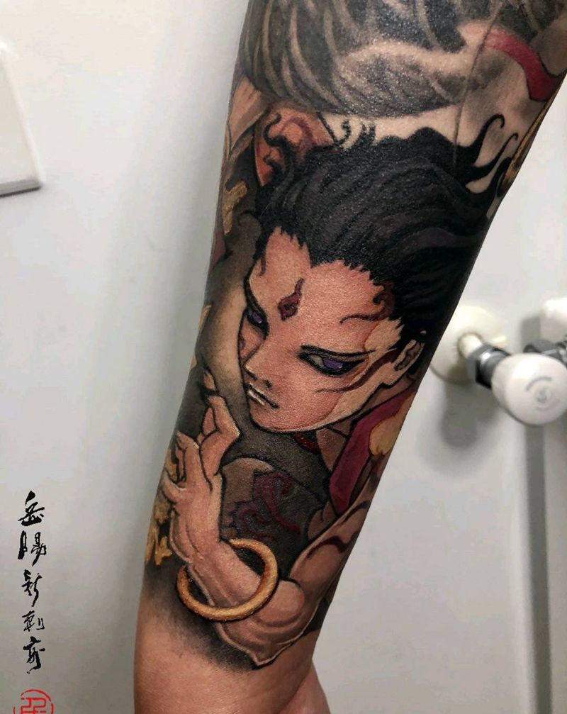 哪吒纹身图片_手臂新传统纹身图案