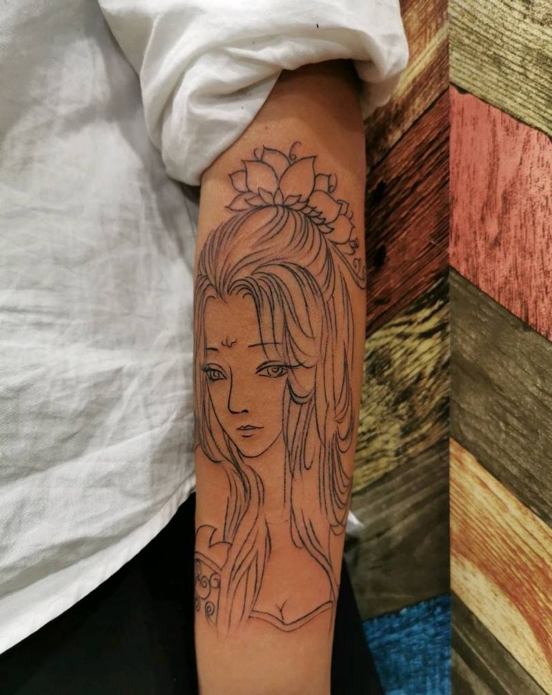 艺妓初步线条纹身图片_手臂纹身图案