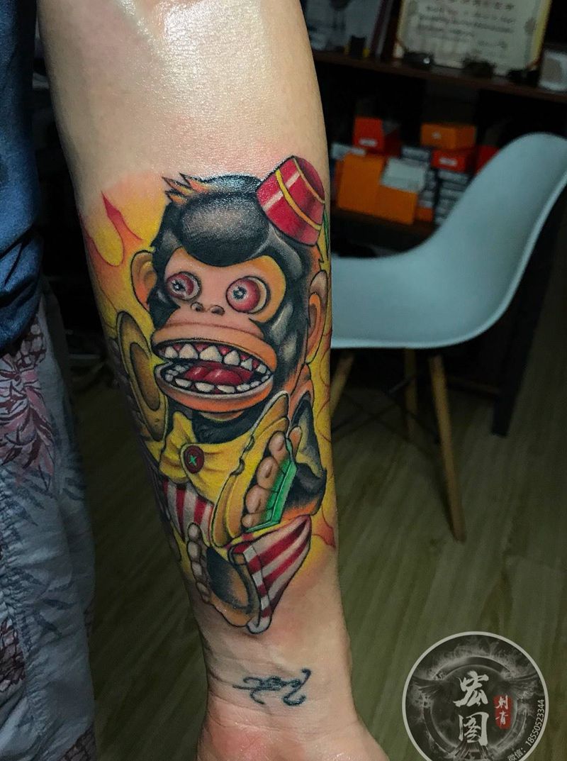 大嘴猴纹身图片_手臂手部New School纹身图案