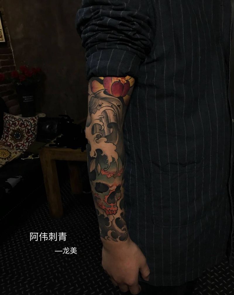 新传统花臂纹身图片