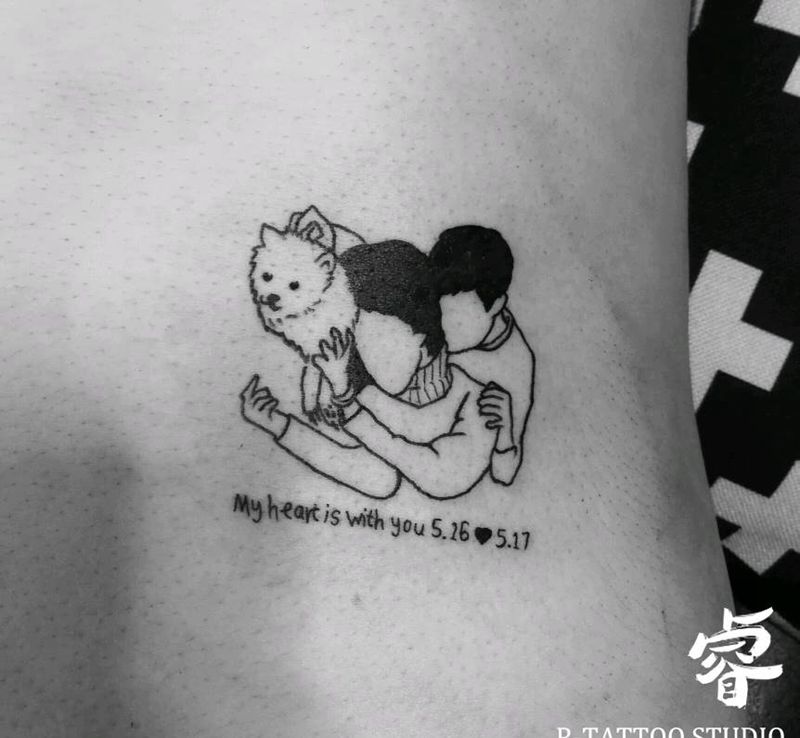 拖家带狗纹身图片