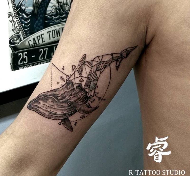 几何鲸鱼纹身图片