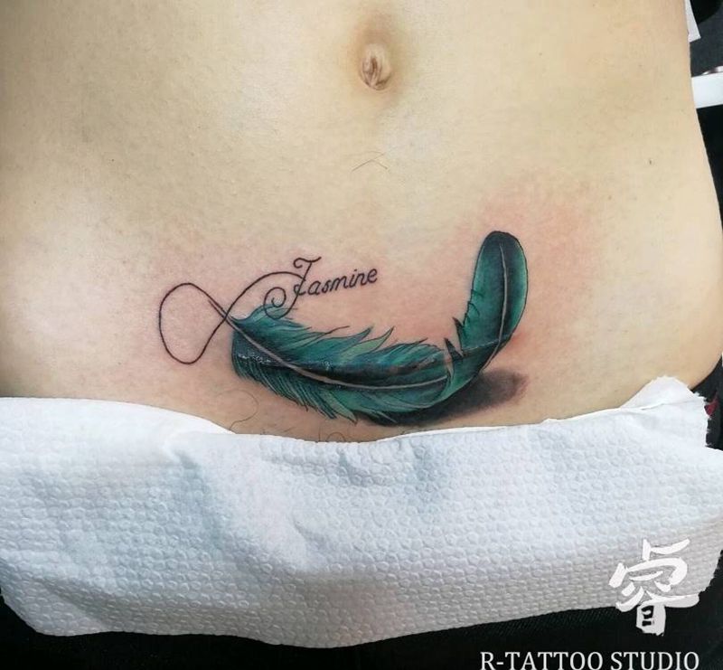 破腹产疤痕遮盖纹身图片