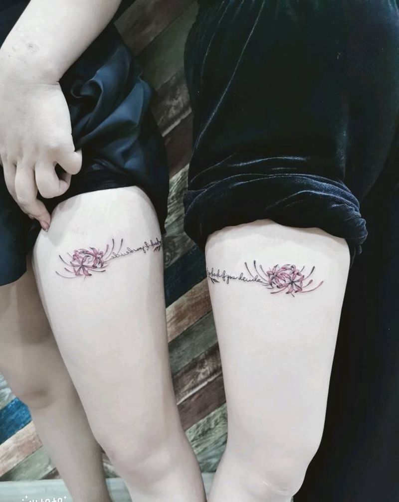 彼岸花纹身图片_腿部纹身图案