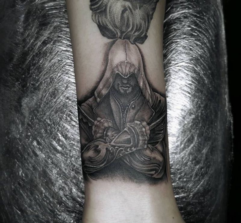 刺客信条纹身图片_欧美写实纹身图案