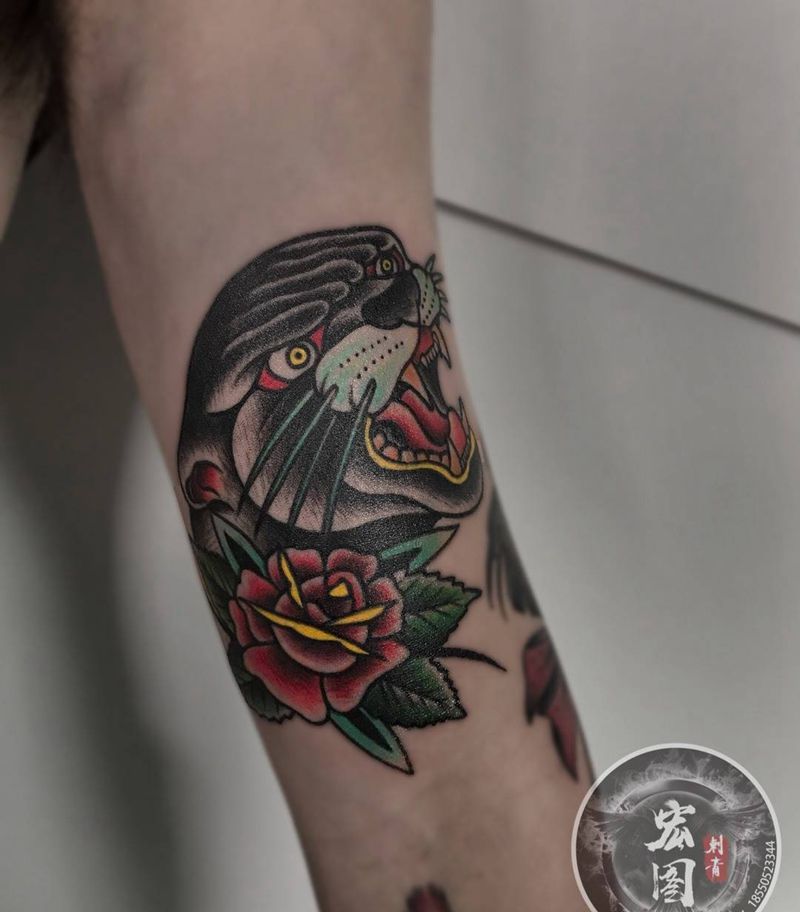 school纹身图片_手臂Old School老传统纹身图案