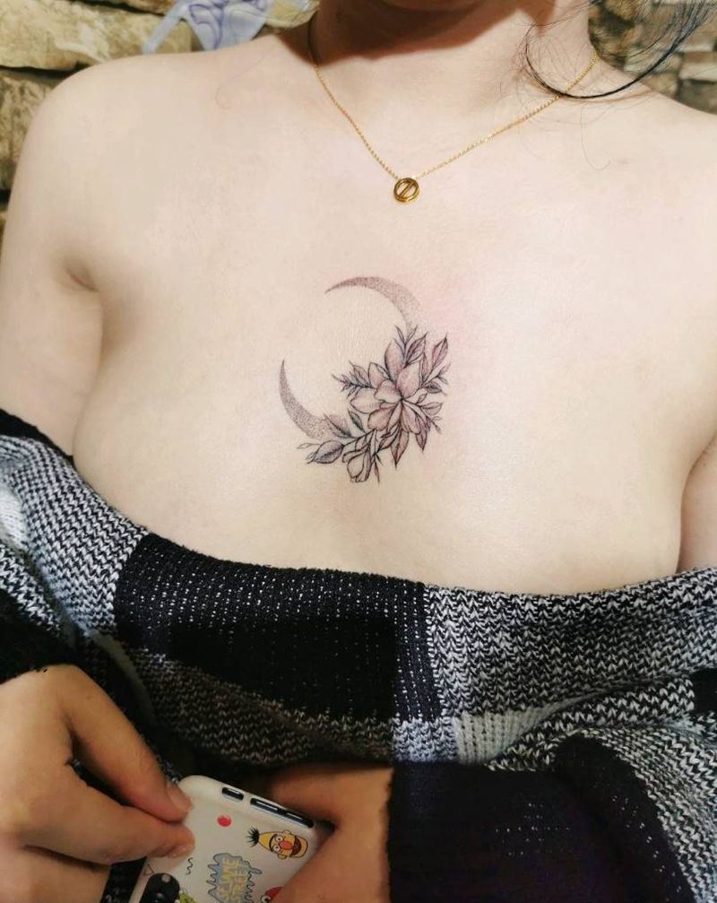 小清新纹身图片_胸部纹身图案