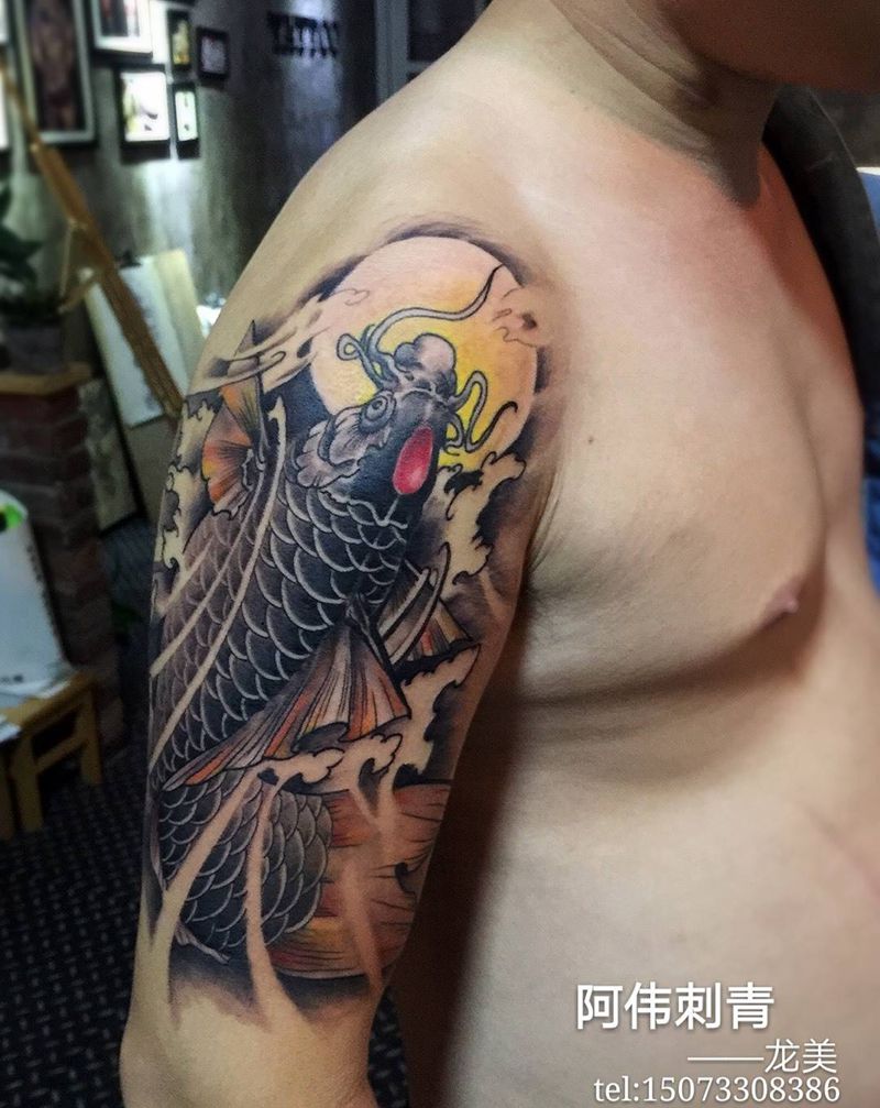 传统鲤鱼纹身图片