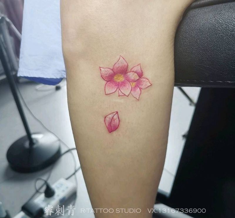 樱花遮盖疤痕纹身图片_老传统新传统纹身图案