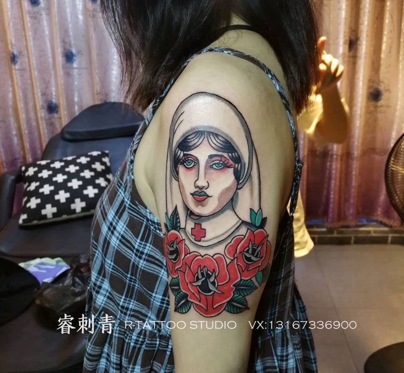 old school修女纹身图片