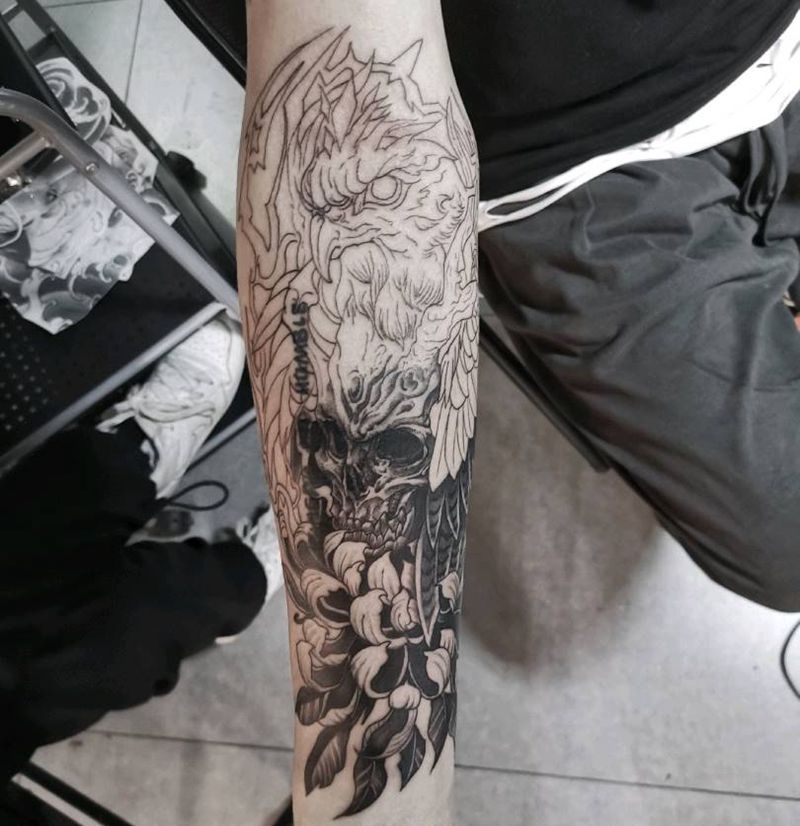 未完成纹身图片_手臂欧美写实纹身图案