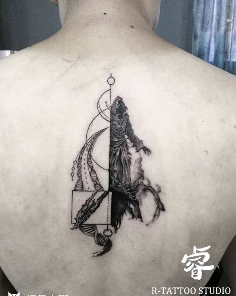 几何解构死神纹身图片